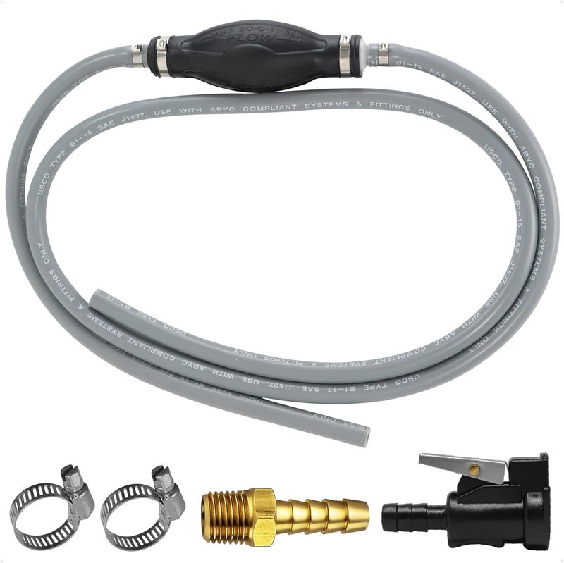 Five Oceans Marine Boat Fuel Line Assembly with Primer Bulb Kit - Compatible with OMC/Johnson/Evinrude, 3/8-Inch x 6-Foot, EPA/CARB Approved - FO4280-2152-OMC - Image 1